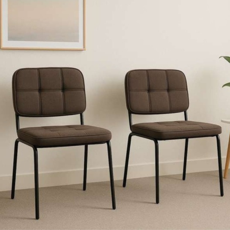 Chaise Visiteur Odesk CH-001 Marron – Confort Rembourré & Structure Métallique