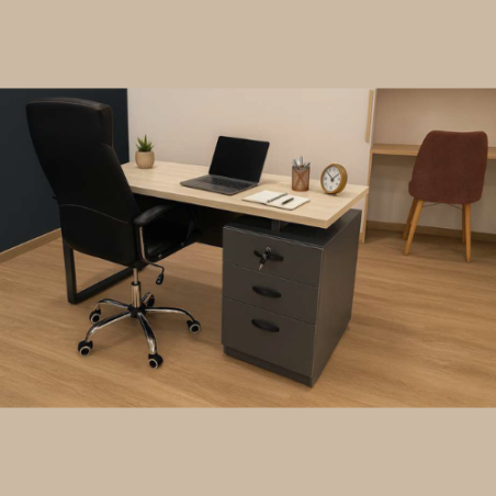 BUREAU SEMI MÉTALLIQUE ODESK AVEC CAISSON SM-MET-1400