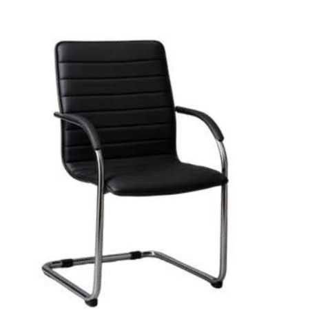 Chaise Visiteur B-46 en Similicuir – Piètement Luge – Black/Brown