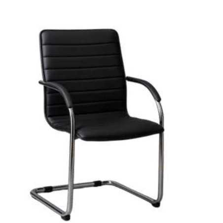 Chaise Visiteur B-46 en Similicuir – Piètement Luge – Black/Brown