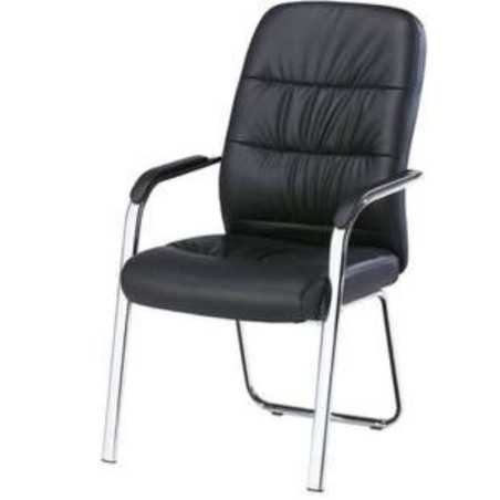 Chaise Visiteur en Similicuir – Piètement Luge – Black/Brown