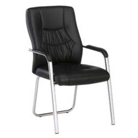 Chaise Visiteur Black / Brown – Similicuir & Piètement Chromé