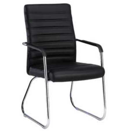 Chaise Visiteur en Similicuir – Piètement Luge – Black/Brown