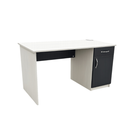 Bureau ST-01 120 cm – Avec tiroir et rangement, finition Sonoma Blanc