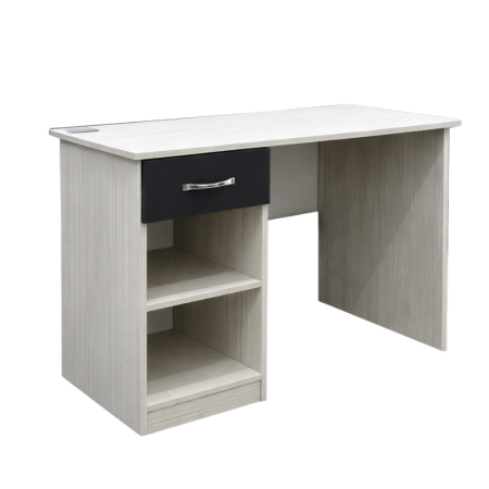 Bureau ST-02 100 cm – Avec tiroir et étagères, finition Sonoma Blanc